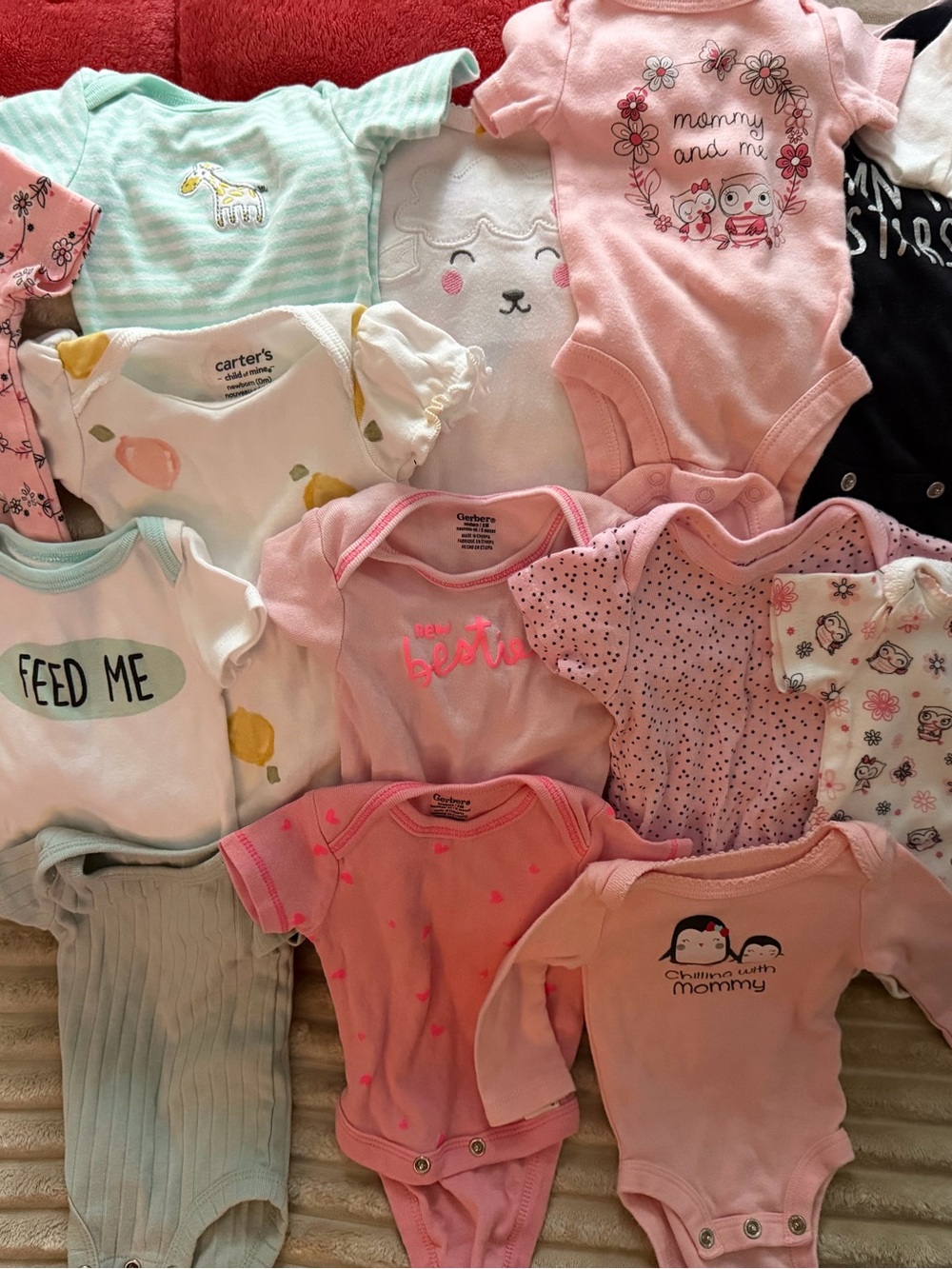 Newborn baby girl onesies, Pink & Pastel colors